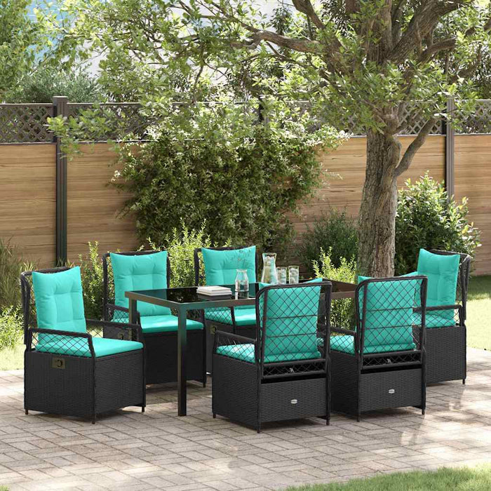 Set de masă pentru grădină 7 pcs Negru poliratan - WALTI WALTI