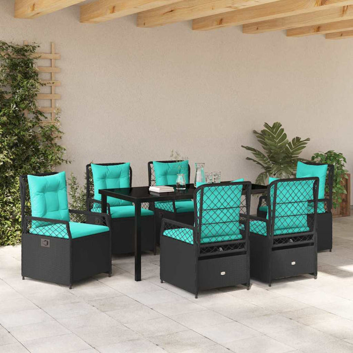 Set de masă pentru grădină 7 pcs Negru poliratan - WALTI WALTI