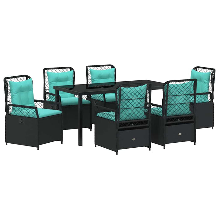 Set de masă pentru grădină 7 pcs Negru poliratan - WALTI WALTI
