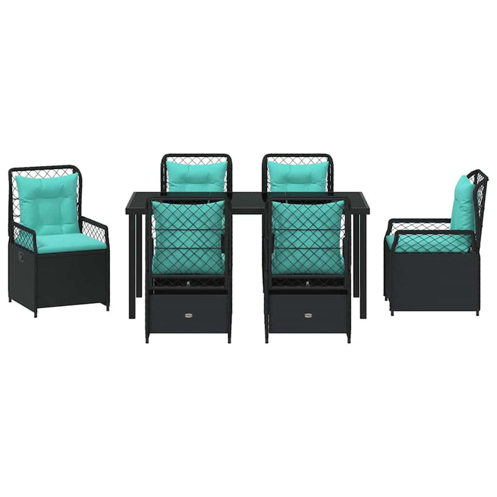 Set de masă pentru grădină 7 pcs Negru poliratan - WALTI WALTI