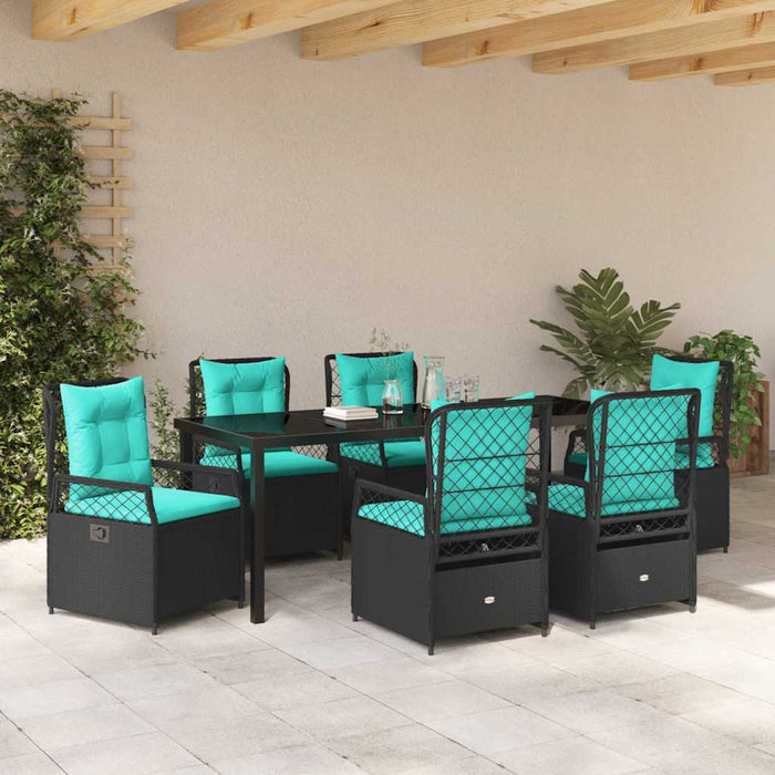 Set de masă pentru grădină 7 pcs Negru poliratan - WALTI WALTI