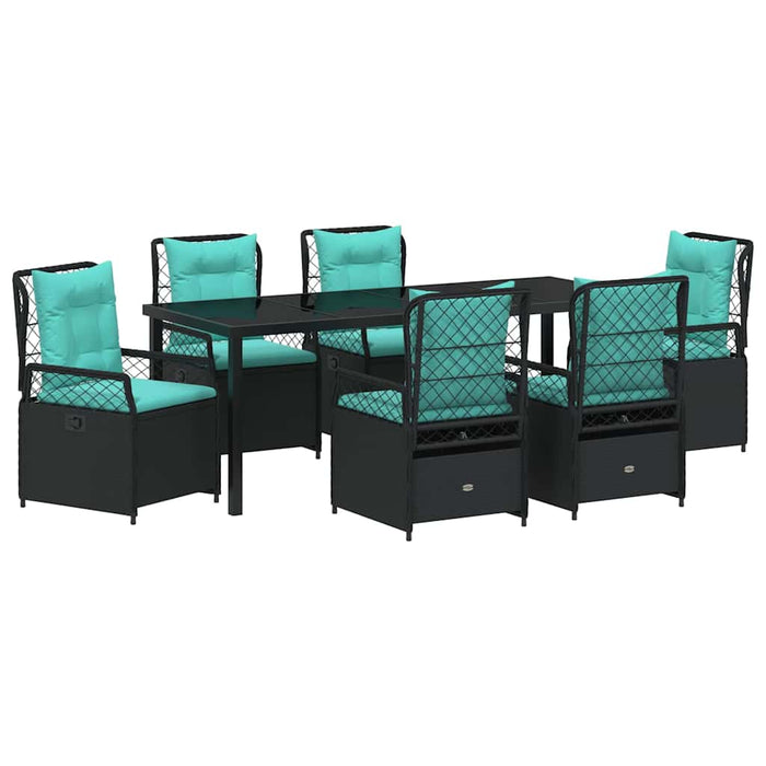 Set de masă pentru grădină 7 pcs Negru poliratan - WALTI WALTI