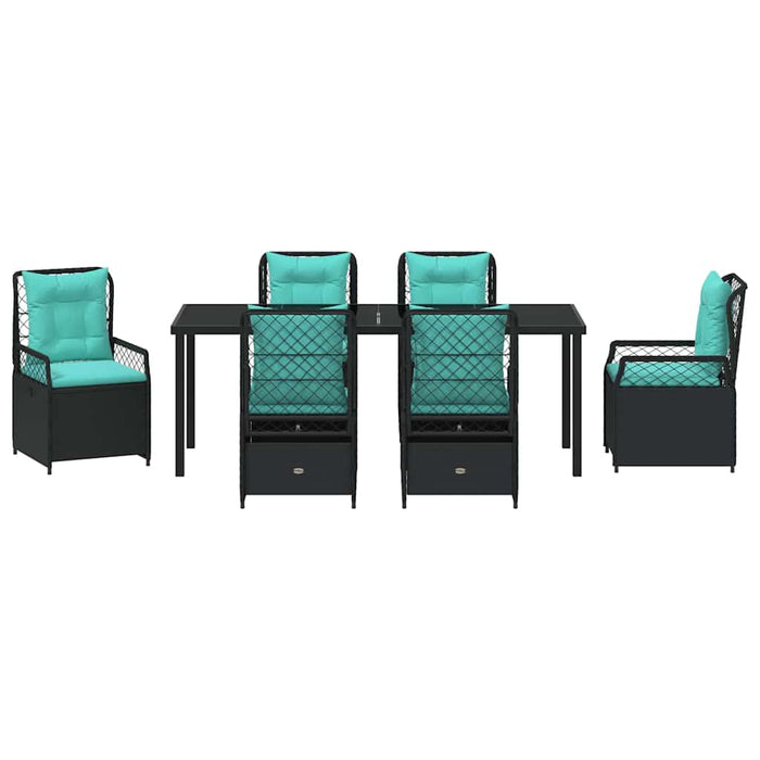 Set de masă pentru grădină 7 pcs Negru poliratan - WALTI WALTI