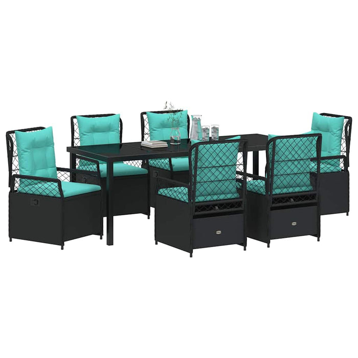 Set de masă pentru grădină 7 pcs Negru poliratan - WALTI WALTI