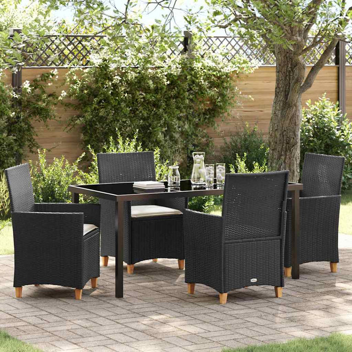 Set de masă pentru grădină 5 pcs Negru poliratan - WALTI WALTI