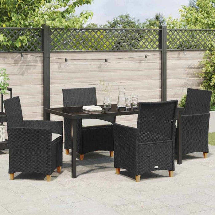 Set de masă pentru grădină 5 pcs Negru poliratan - WALTI WALTI