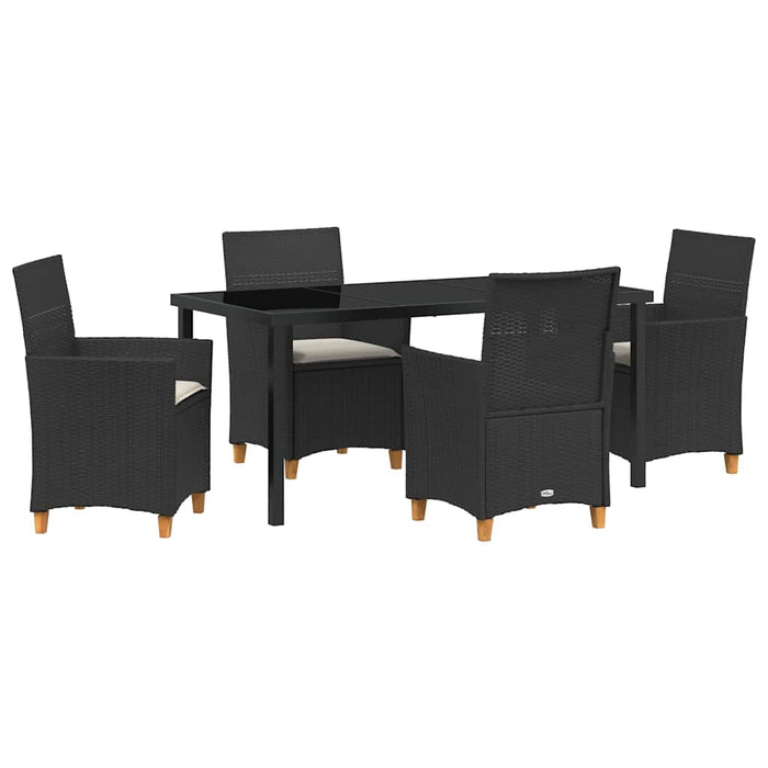 Set de masă pentru grădină 5 pcs Negru poliratan - WALTI WALTI