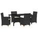 Set de masă pentru grădină 5 pcs Negru poliratan - WALTI WALTI
