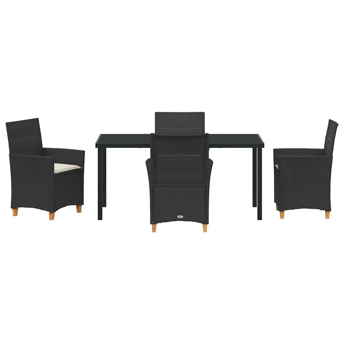 Set de masă pentru grădină 5 pcs Negru poliratan - WALTI WALTI