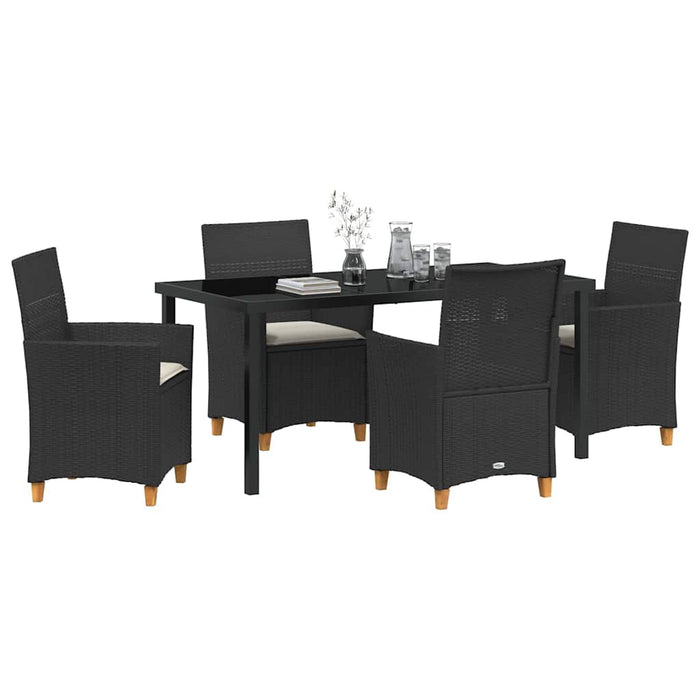 Set de masă pentru grădină 5 pcs Negru poliratan - WALTI WALTI