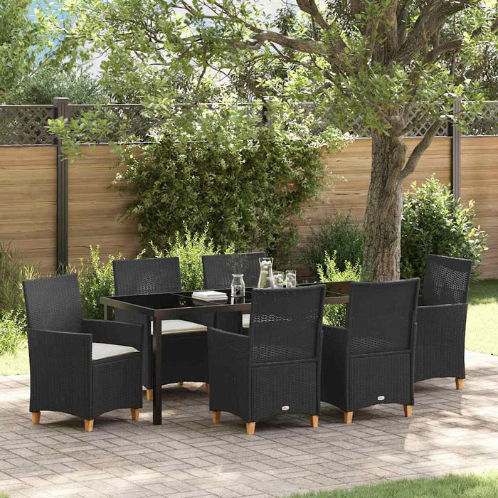 Set de masă pentru grădină 7 pcs Negru poliratan - WALTI WALTI