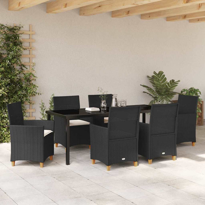 Set de masă pentru grădină 7 pcs Negru poliratan - WALTI WALTI