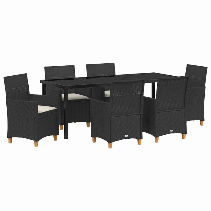 Set de masă pentru grădină 7 pcs Negru poliratan - WALTI WALTI