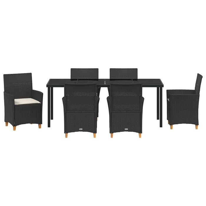 Set de masă pentru grădină 7 pcs Negru poliratan - WALTI WALTI