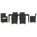 Set de masă pentru grădină 7 pcs Negru poliratan - WALTI WALTI
