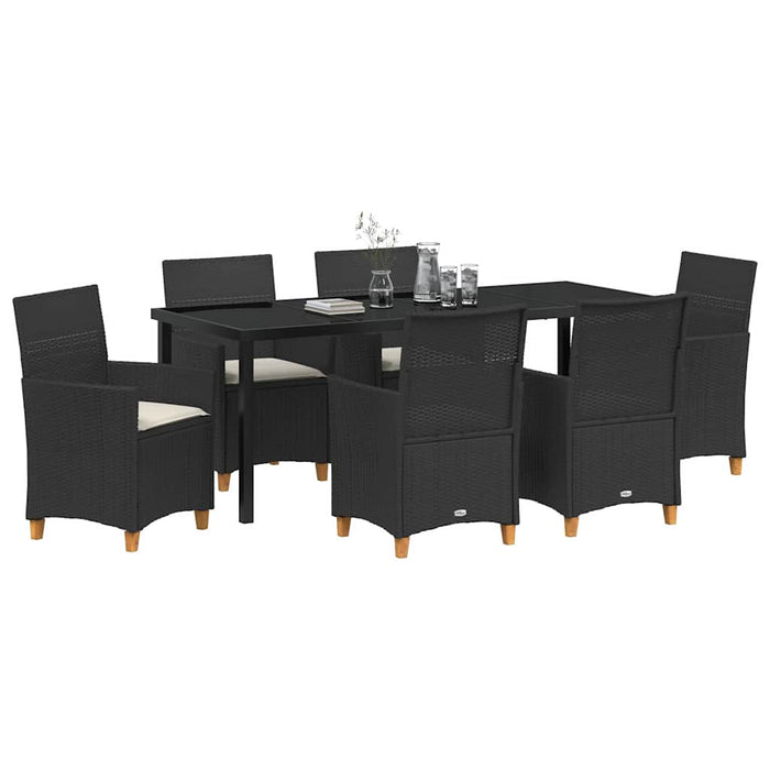 Set de masă pentru grădină 7 pcs Negru poliratan - WALTI WALTI