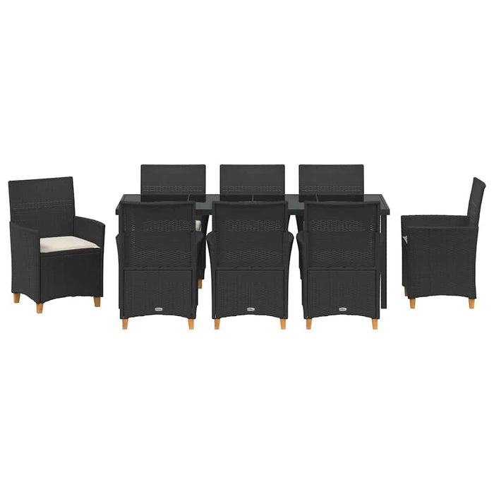Set de masă pentru grădină 9 pcs Negru poliratan - WALTI WALTI