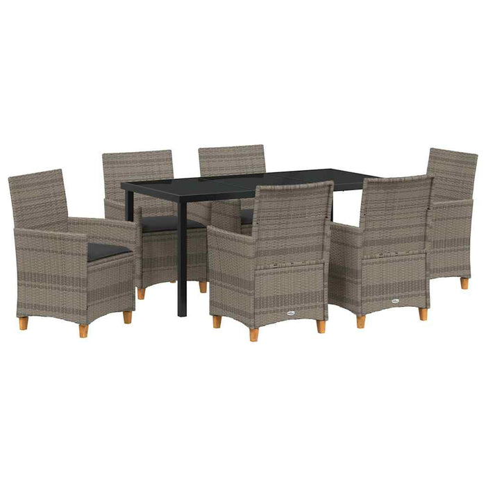 Set de masă pentru grădină 7 pcs Gri poliratan - WALTI WALTI