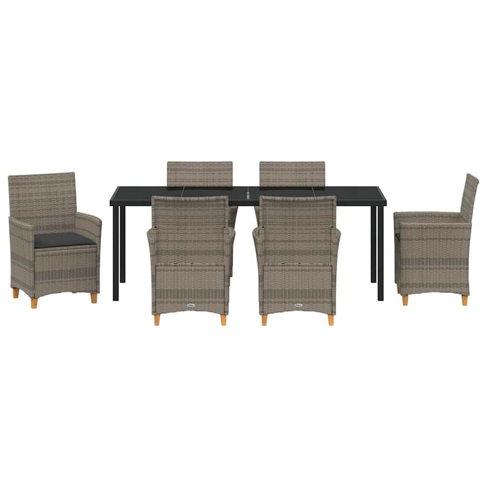Set de masă pentru grădină 7 pcs Gri poliratan - WALTI WALTI