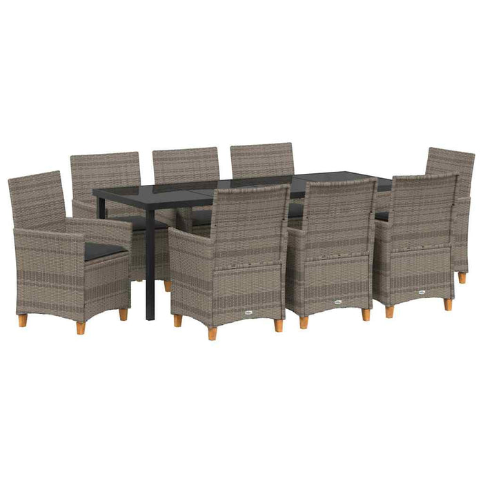 Set de masă pentru grădină 9 pcs Gri poliratan - WALTI WALTI