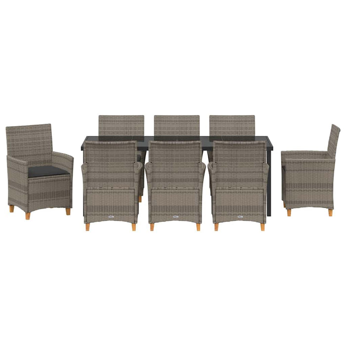 Set de masă pentru grădină 9 pcs Gri poliratan - WALTI WALTI