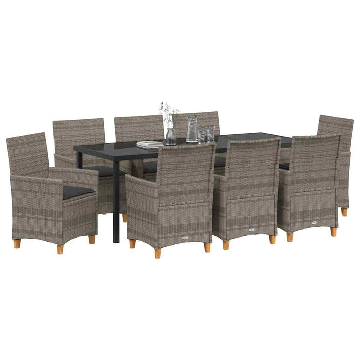 Set de masă pentru grădină 9 pcs Gri poliratan - WALTI WALTI