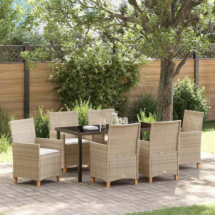 Set de masă pentru grădină 7 pcs Bej poliratan - WALTI WALTI