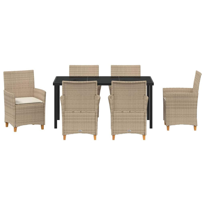 Set de masă pentru grădină 7 pcs Bej poliratan - WALTI WALTI