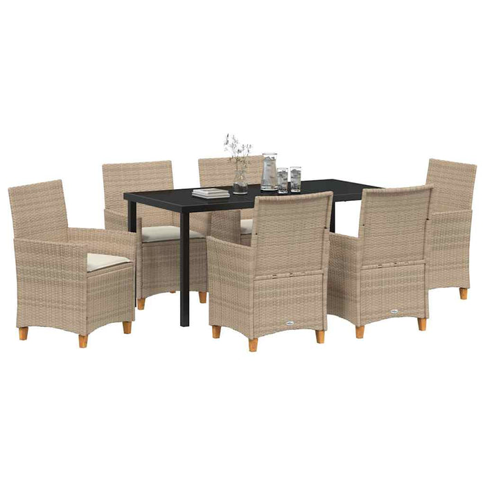 Set de masă pentru grădină 7 pcs Bej poliratan - WALTI WALTI