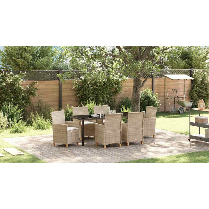 Set de masă pentru grădină 7 pcs Bej poliratan - WALTI WALTI
