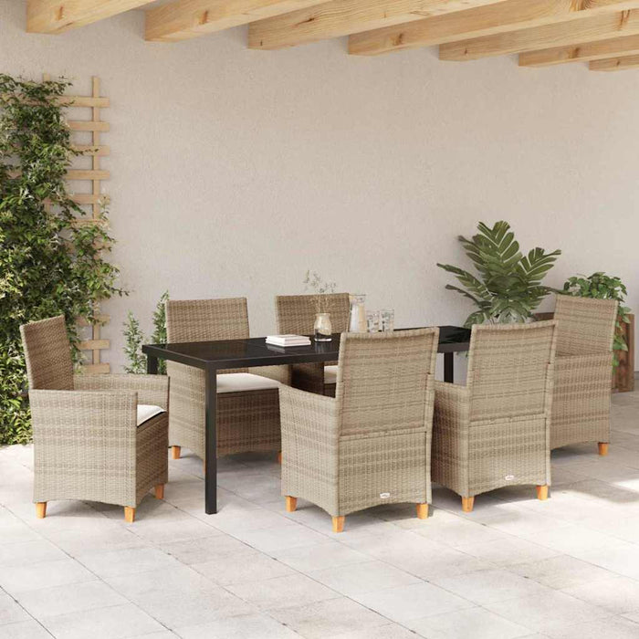 Set de masă pentru grădină 7 pcs Bej poliratan - WALTI WALTI
