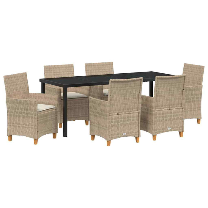 Set de masă pentru grădină 7 pcs Bej poliratan - WALTI WALTI