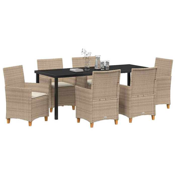 Set de masă pentru grădină 7 pcs Bej poliratan - WALTI WALTI