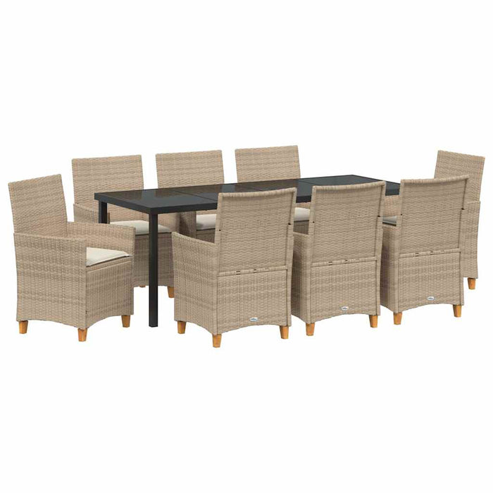 Set de masă pentru grădină 9 pcs Bej poliratan - WALTI WALTI