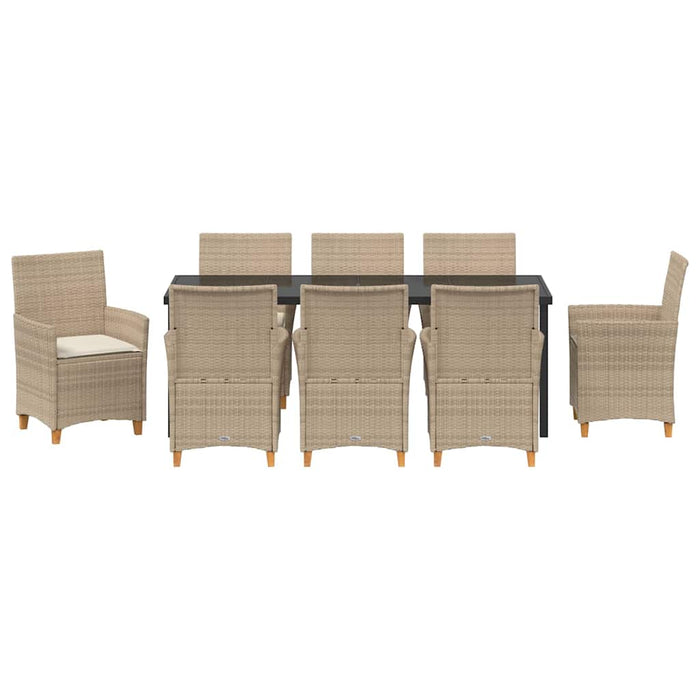 Set de masă pentru grădină 9 pcs Bej poliratan - WALTI WALTI