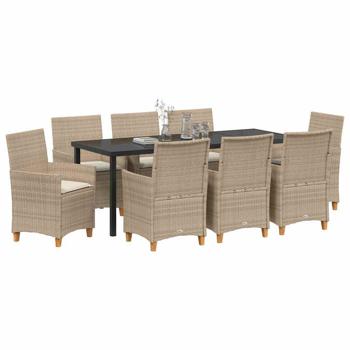 Set de masă pentru grădină 9 pcs Bej poliratan - WALTI WALTI