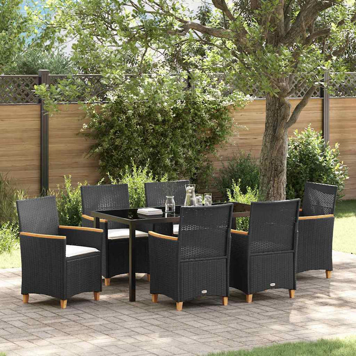 Set de masă pentru grădină 7 pcs Negru poliratan - WALTI WALTI