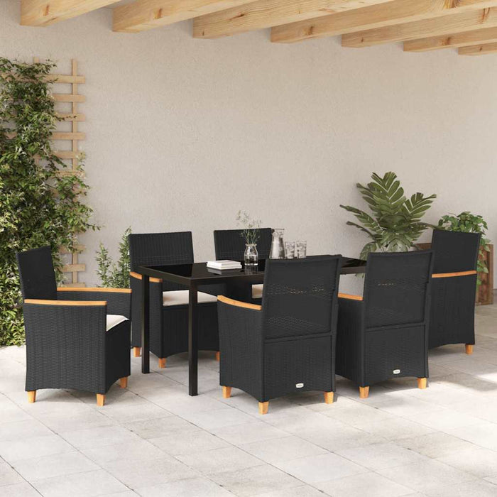 Set de masă pentru grădină 7 pcs Negru poliratan - WALTI WALTI