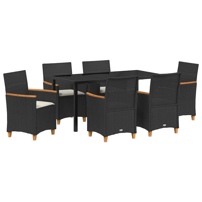 Set de masă pentru grădină 7 pcs Negru poliratan - WALTI WALTI