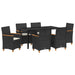 Set de masă pentru grădină 7 pcs Negru poliratan - WALTI WALTI