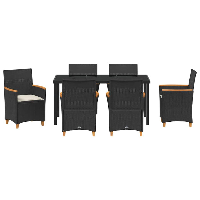 Set de masă pentru grădină 7 pcs Negru poliratan - WALTI WALTI