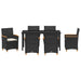 Set de masă pentru grădină 7 pcs Negru poliratan - WALTI WALTI