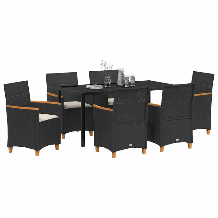 Set de masă pentru grădină 7 pcs Negru poliratan - WALTI WALTI