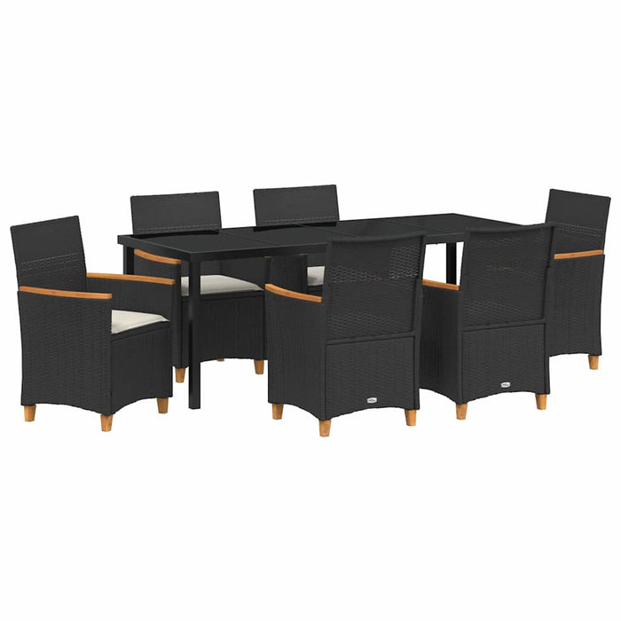 Set de masă pentru grădină 7 pcs Negru poliratan - WALTI WALTI