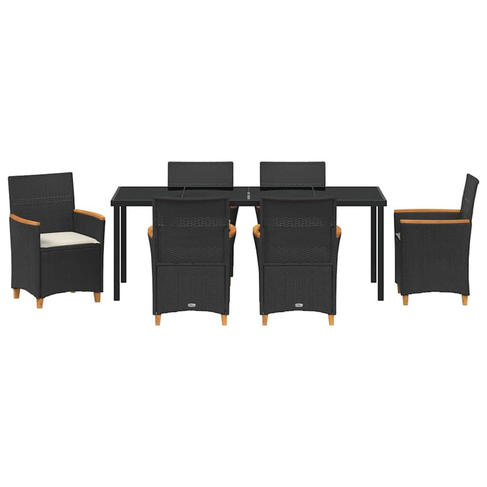 Set de masă pentru grădină 7 pcs Negru poliratan - WALTI WALTI