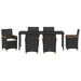 Set de masă pentru grădină 7 pcs Negru poliratan - WALTI WALTI