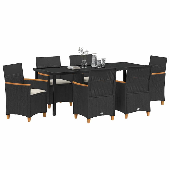 Set de masă pentru grădină 7 pcs Negru poliratan - WALTI WALTI