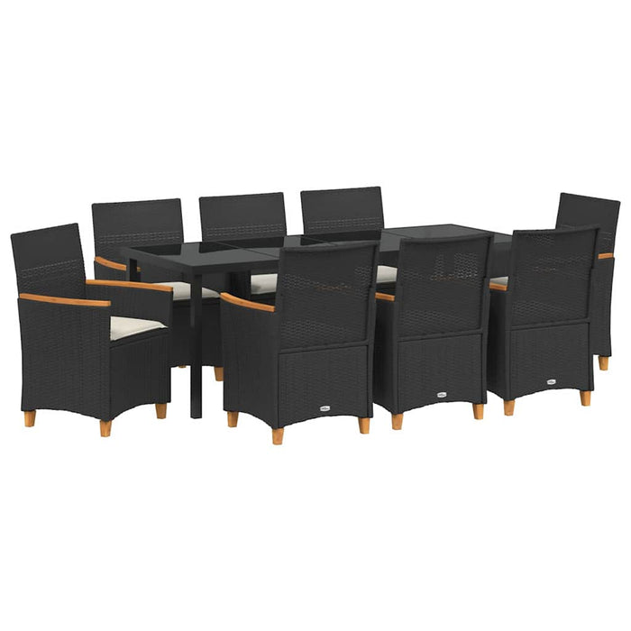 Set de masă pentru grădină 9 pcs Negru poliratan - WALTI WALTI