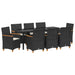 Set de masă pentru grădină 9 pcs Negru poliratan - WALTI WALTI