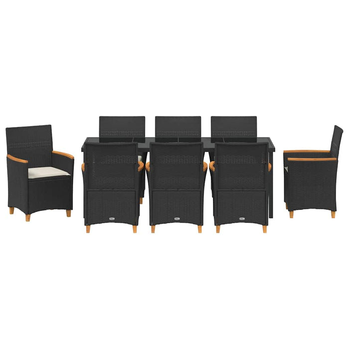 Set de masă pentru grădină 9 pcs Negru poliratan - WALTI WALTI